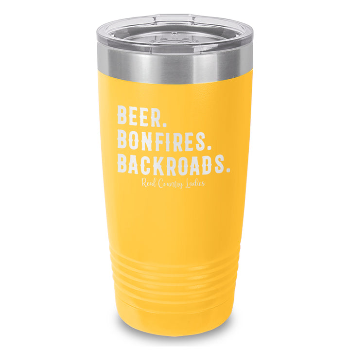 Beer Bonfires Backroads Laser Etched Tumbler