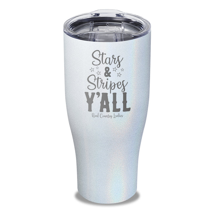 Stars And Stripes Y'all Laser Etched Tumbler