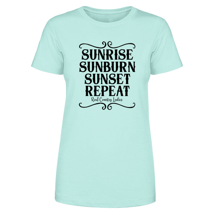 Sunrise Sunburn Sunset Repeat Black Print Front Apparel