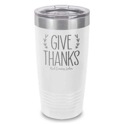 Falling For Deals | Give Thanks Laser Etched Tumbler