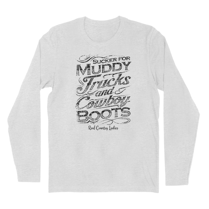 Muddy Trucks And Cowboy Boots Black Print Hoodies & Long Sleeves