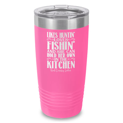 Likes Huntin Loves Fishin Laser Etched Tumbler