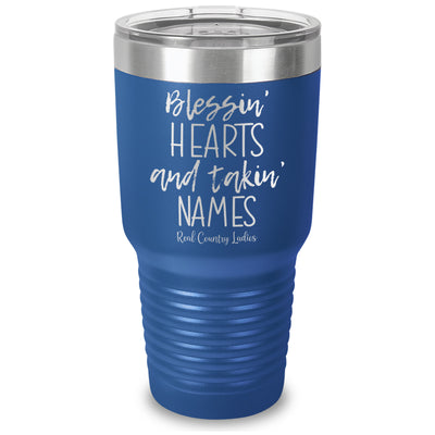 Blessin Hearts And Takin Names Laser Etched Tumbler