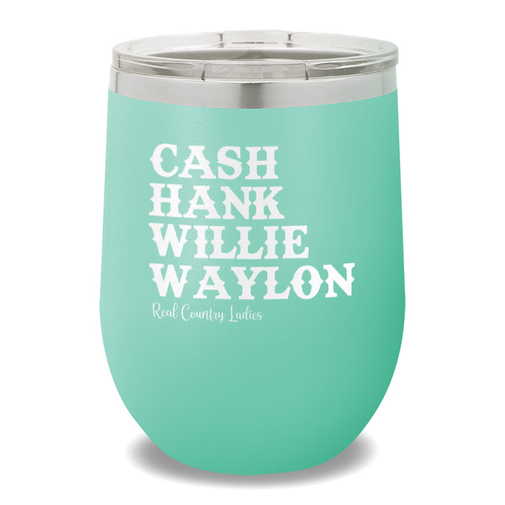 Cash Hank Willie Waylon 12oz Stemless Wine Cup