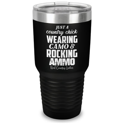 Wearing Camo Rocking Ammo Laser Etched Tumbler