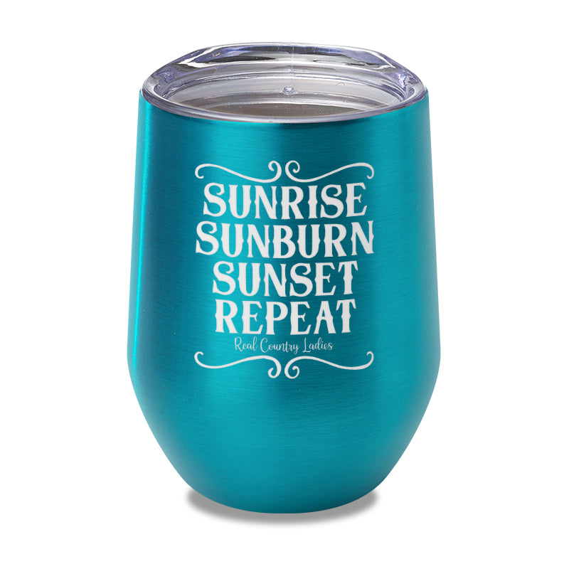 Sunrise Sunburn Sunset Repeat Laser Etched Tumbler