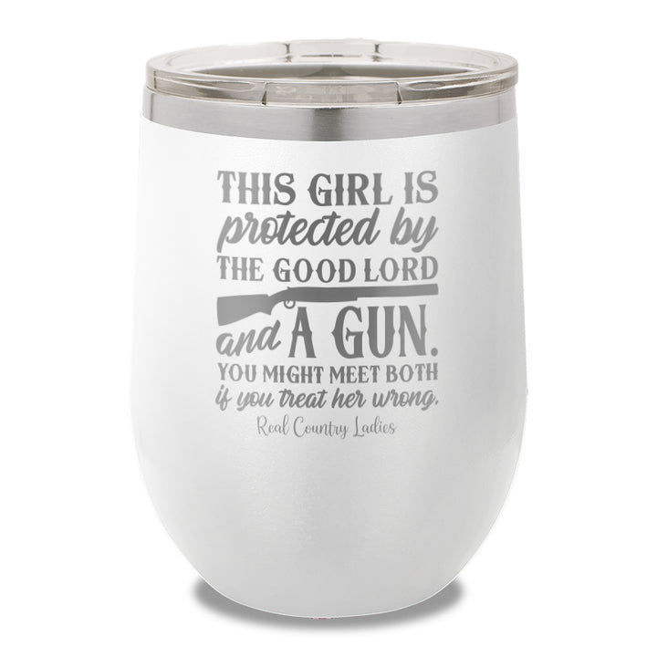 The Good Lord And A Gun 12oz Stemless Wine Cup