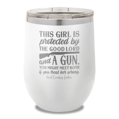 The Good Lord And A Gun 12oz Stemless Wine Cup