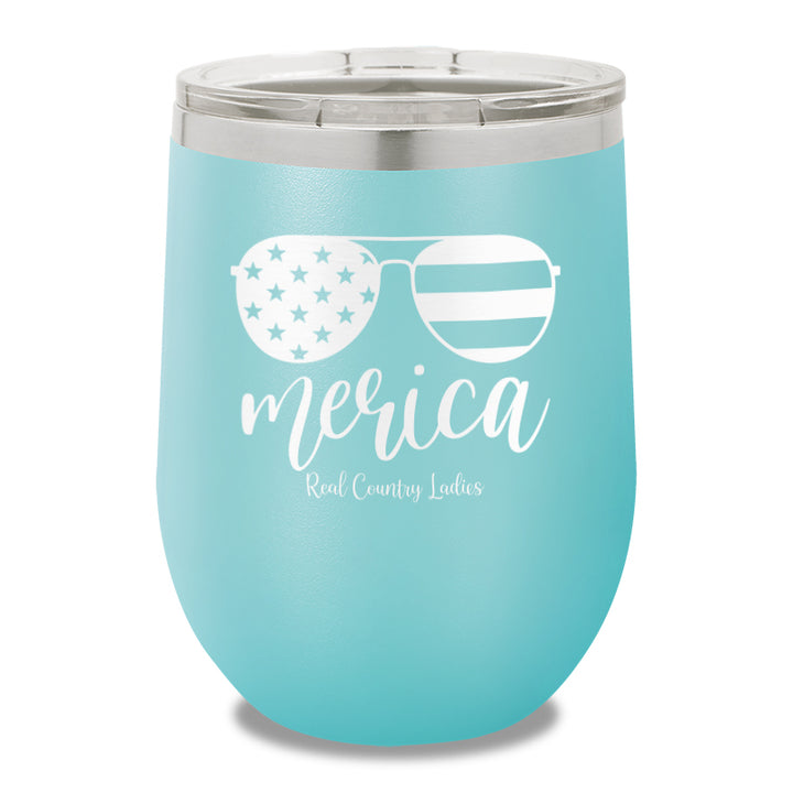 Merica Sunglasses 12oz Stemless Wine Cup