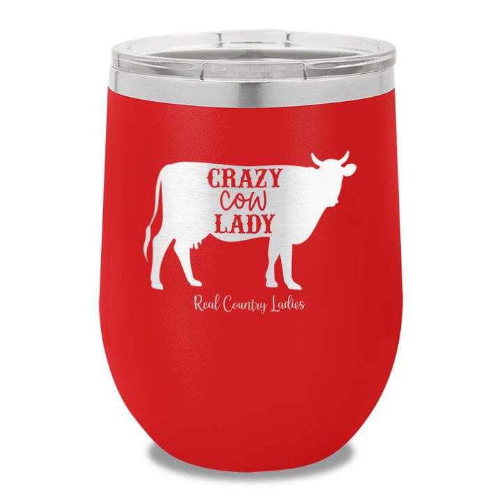 Crazy Cow Lady 12oz Stemless Wine Cup