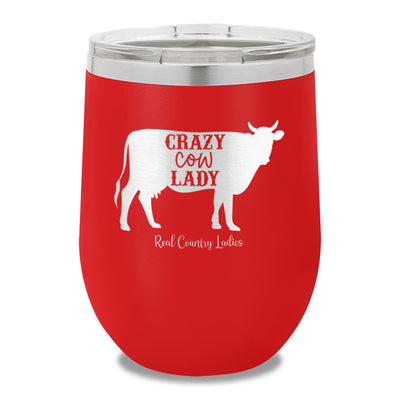 Crazy Cow Lady 12oz Stemless Wine Cup