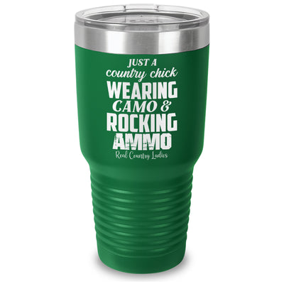 Wearing Camo Rocking Ammo Laser Etched Tumbler