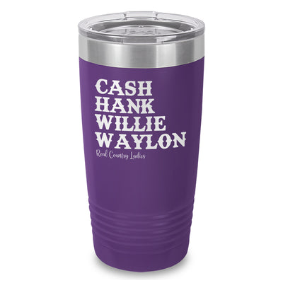 Cash Hank Willie Waylon Laser Etched Tumbler