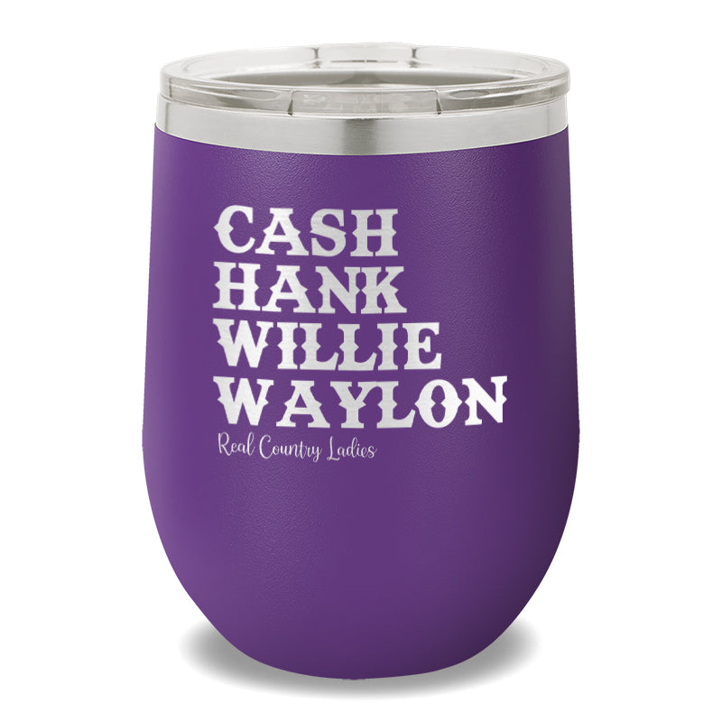 Cash Hank Willie Waylon 12oz Stemless Wine Cup