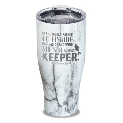 If She Would Rather Go Fishing Laser Etched Tumbler