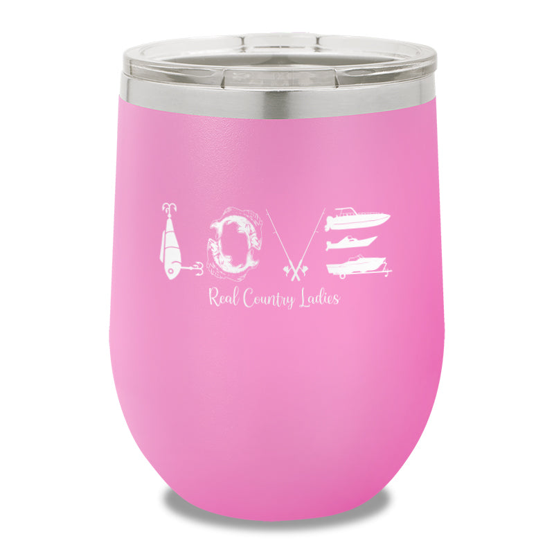 Fishing Love 12oz Stemless Wine Cup