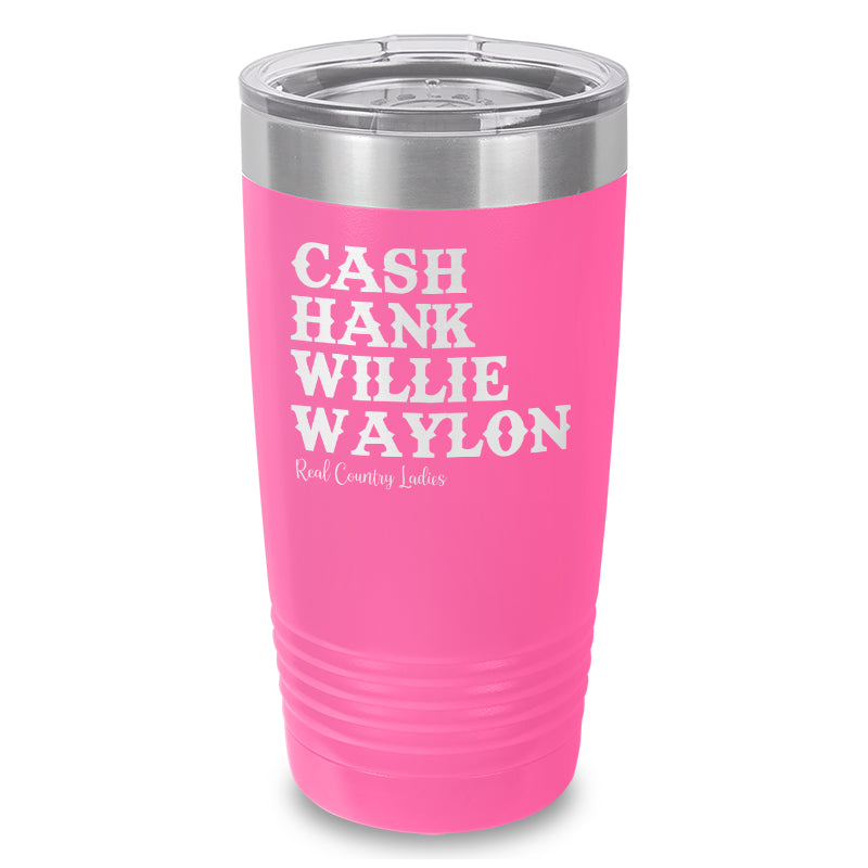 Cash Hank Willie Waylon Laser Etched Tumbler