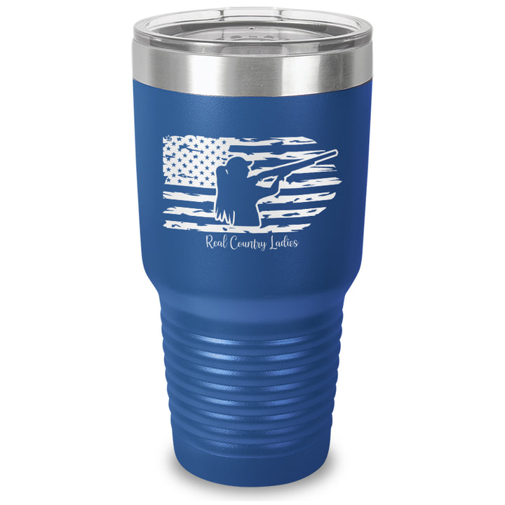 Shotgun USA Flag Laser Etched Tumbler