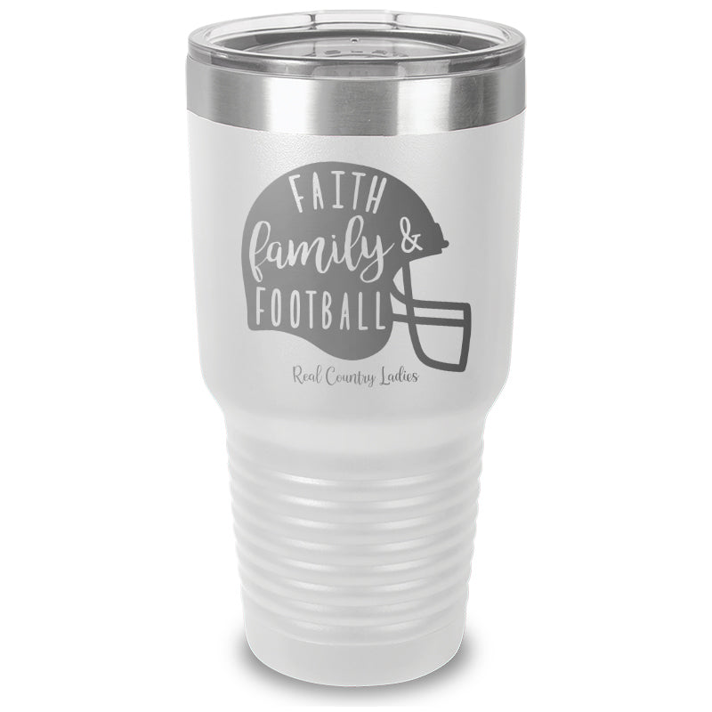 Falling For Deals | Faith Family Football Laser Etched Tumbler