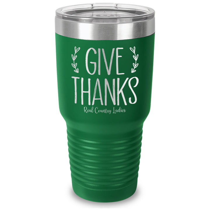 Give Thanks Laser Etched Tumbler