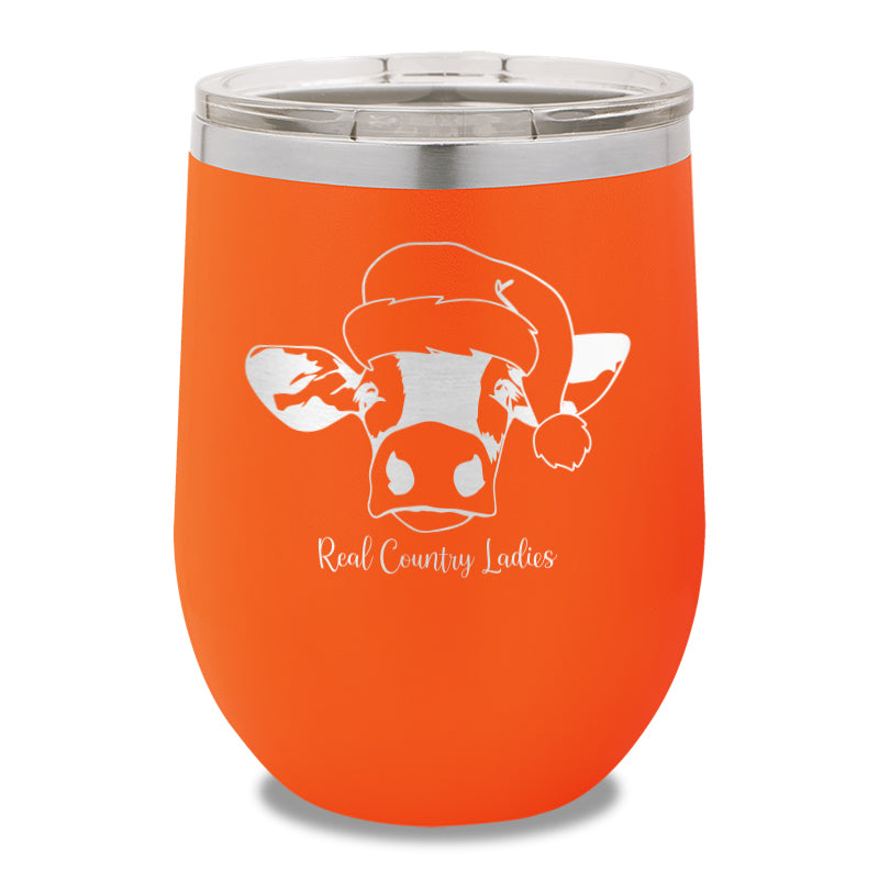 Christmas Cow 12oz Stemless Wine Cup