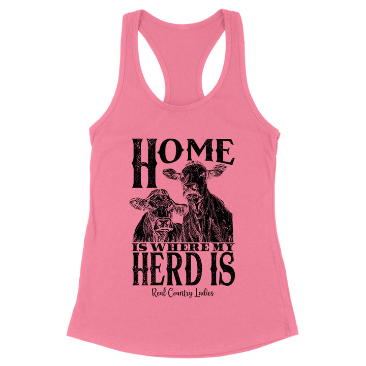 Home Is Where My Herd Is Black Print Front Apparel