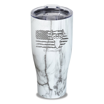 Deer USA Flag Laser Etched Tumbler