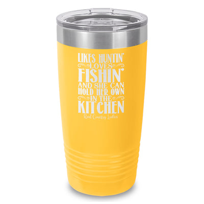 Likes Huntin Loves Fishin Laser Etched Tumbler