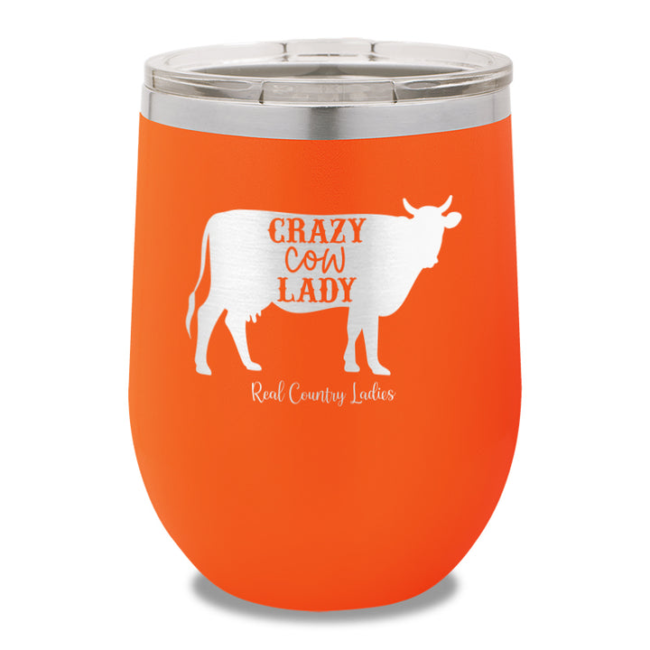 Crazy Cow Lady 12oz Stemless Wine Cup