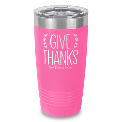 Falling For Deals | Give Thanks Laser Etched Tumbler