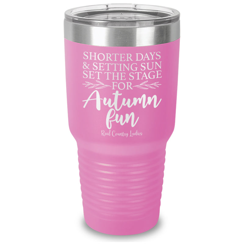 Shorter Days And Setting Sun Laser Etched Tumbler