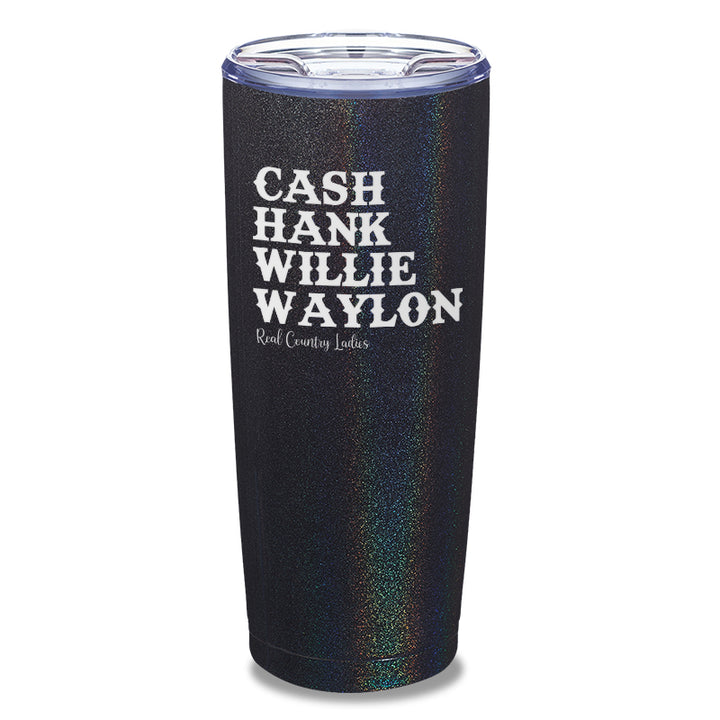 Cash Hank Willie Waylon Laser Etched Tumbler