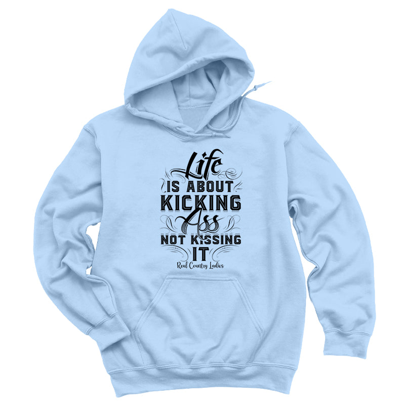 Life Is About Kicking Black Print Hoodies & Long Sleeves