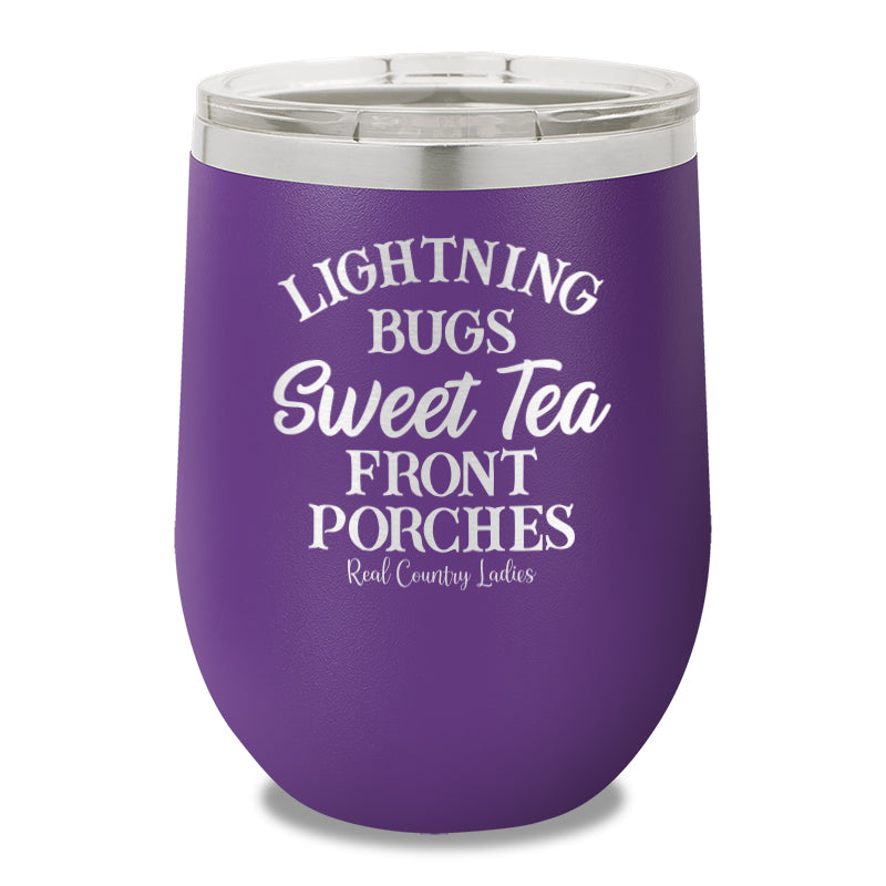 Lightning Bugs Sweet Tea Front Porches 12oz Stemless Wine Cup