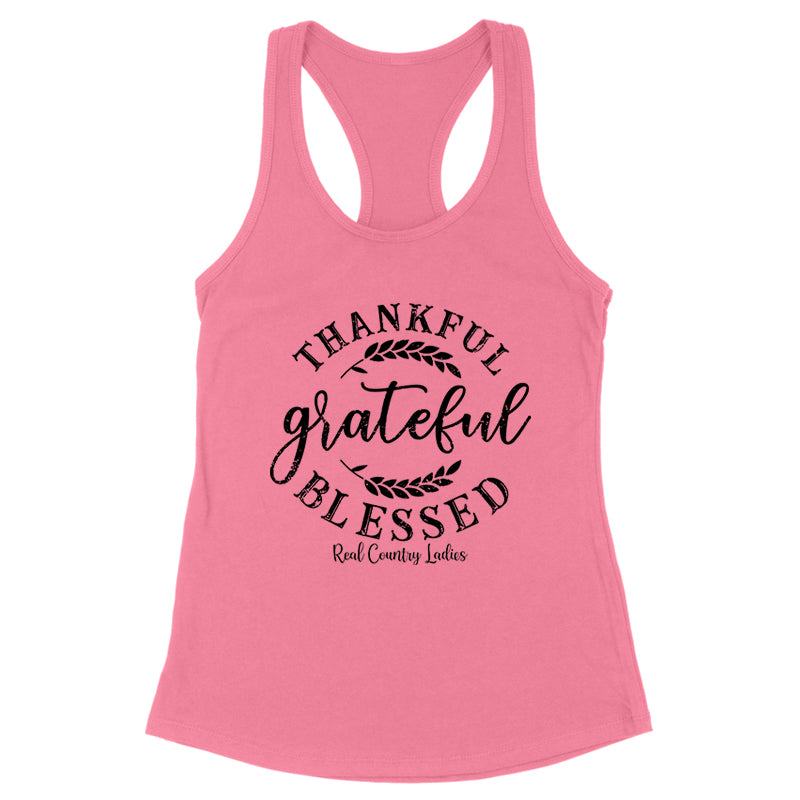 Thankful Grateful Blessed Black Print Front Apparel