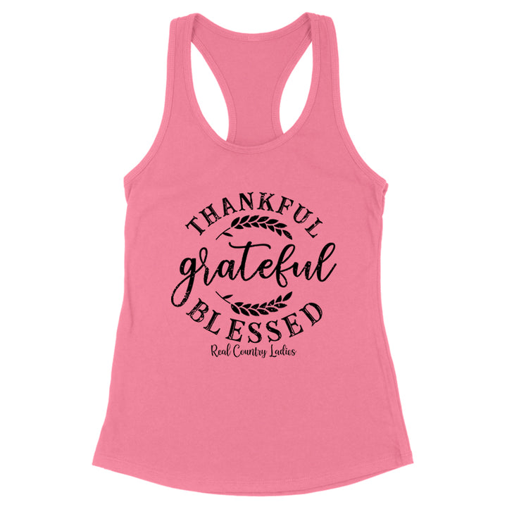 Thankful Grateful Blessed Black Print Front Apparel