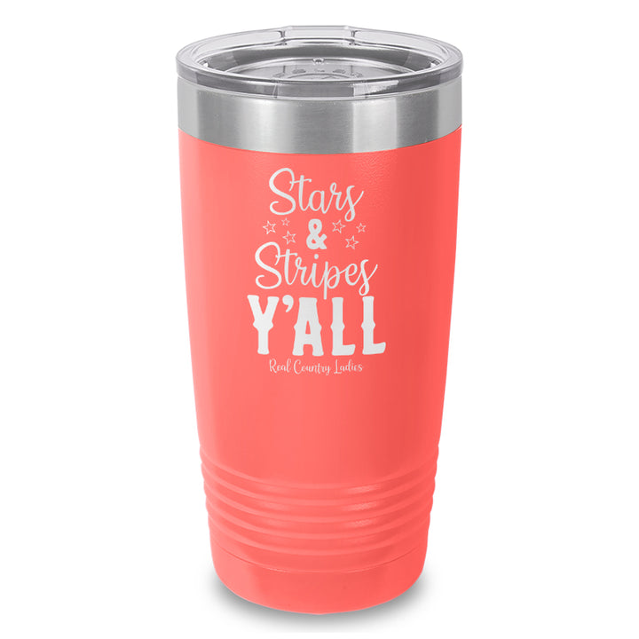 Stars And Stripes Y'all Laser Etched Tumbler