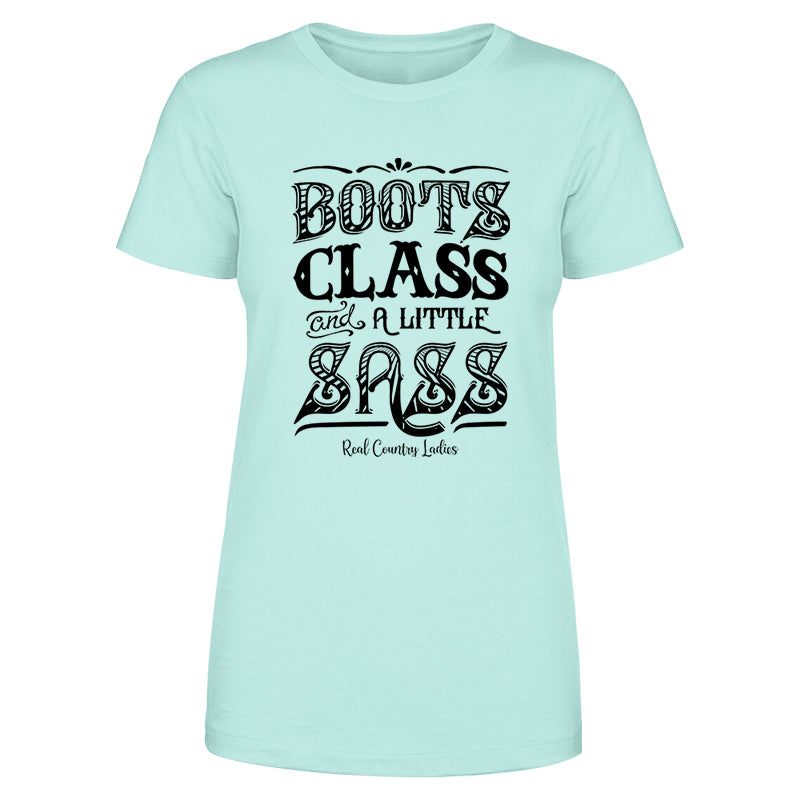 Boots Class And A Little Sass Black Print Front Apparel