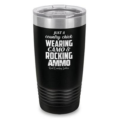 Wearing Camo Rocking Ammo Laser Etched Tumbler