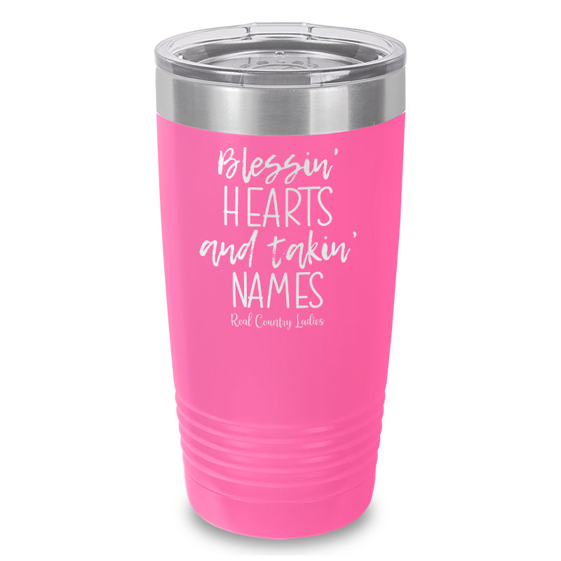 Blessin Hearts And Takin Names Laser Etched Tumbler