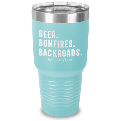 Beer Bonfires Backroads Laser Etched Tumbler