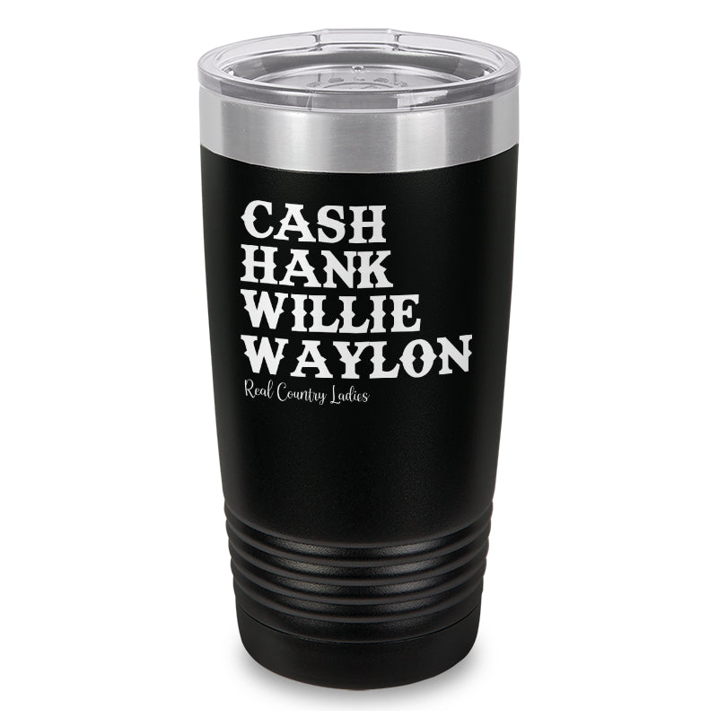 Cash Hank Willie Waylon Laser Etched Tumbler