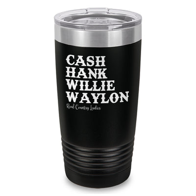 Cash Hank Willie Waylon Laser Etched Tumbler