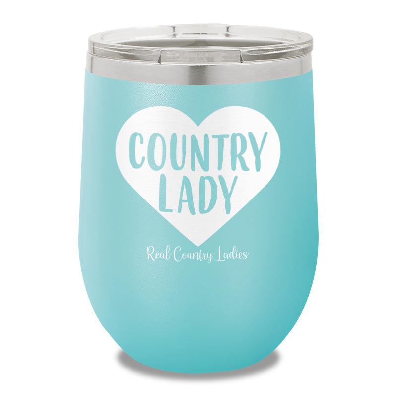 Country Lady Heart 12oz Stemless Wine Cup