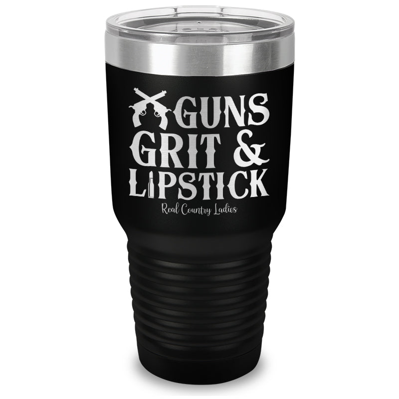 Guns Grit And Lipstick Laser Etched Tumbler