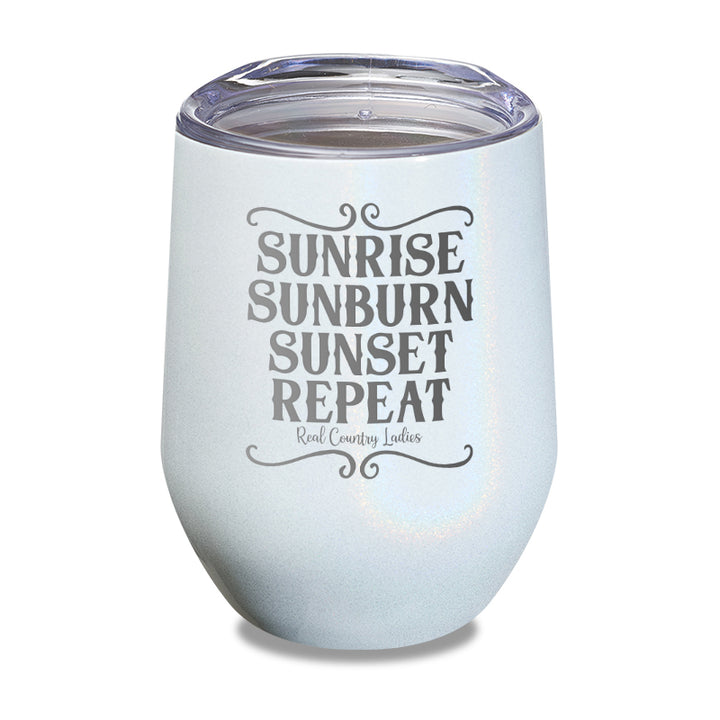 Sunrise Sunburn Sunset Repeat Laser Etched Tumbler