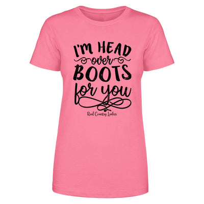 I'm Head Over Boots For You Black Print Front Apparel