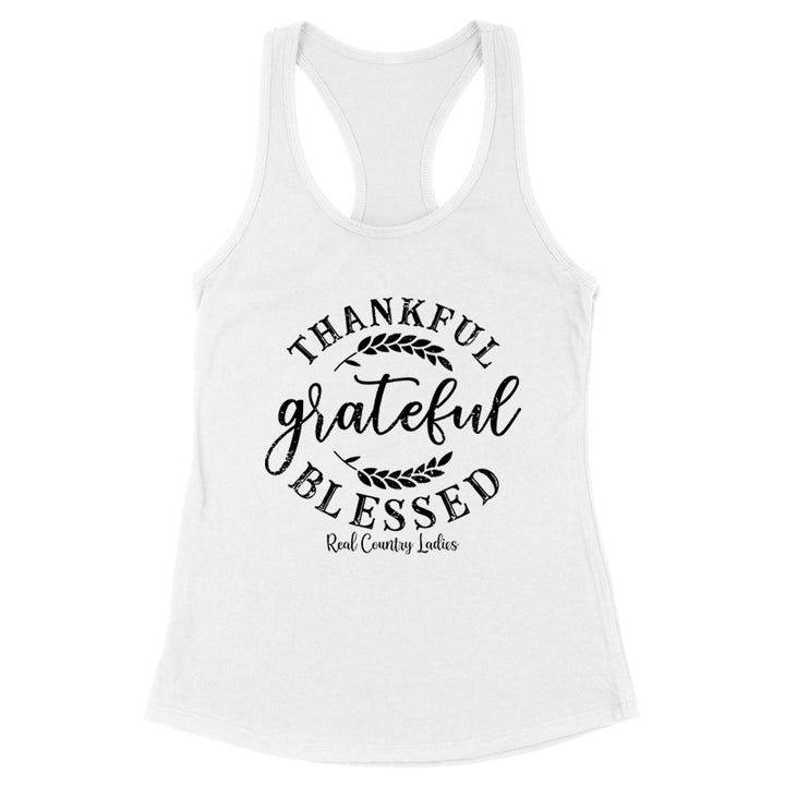 Thankful Grateful Blessed Black Print Front Apparel