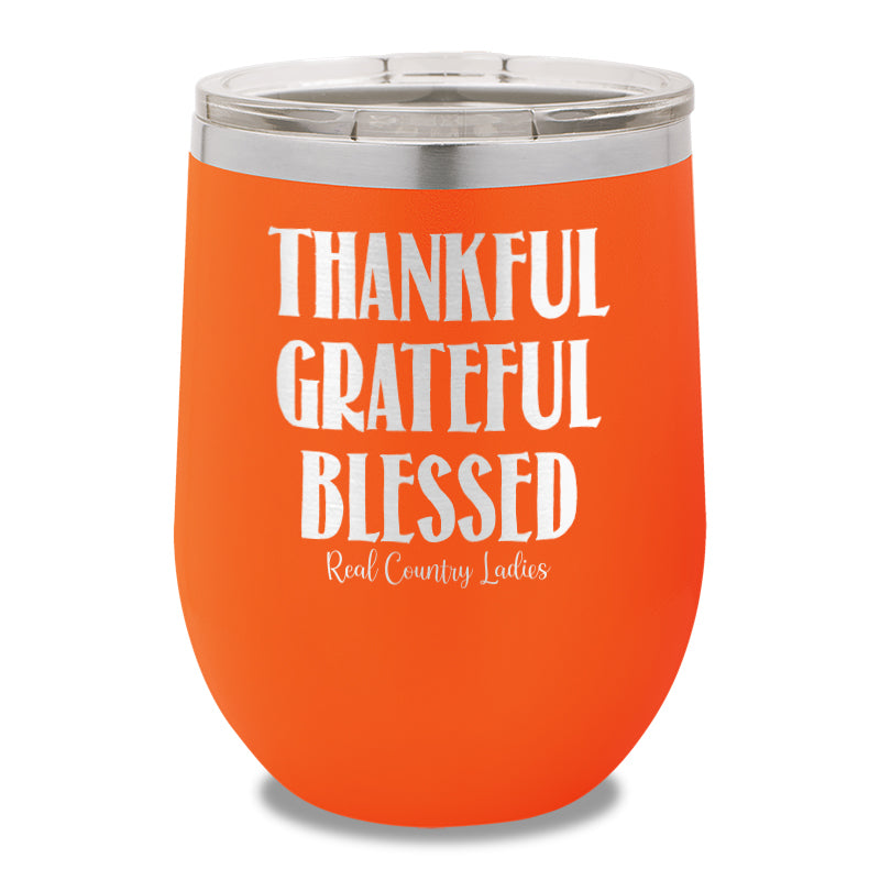 Thankful Grateful Blessed Stemless Wine Cup