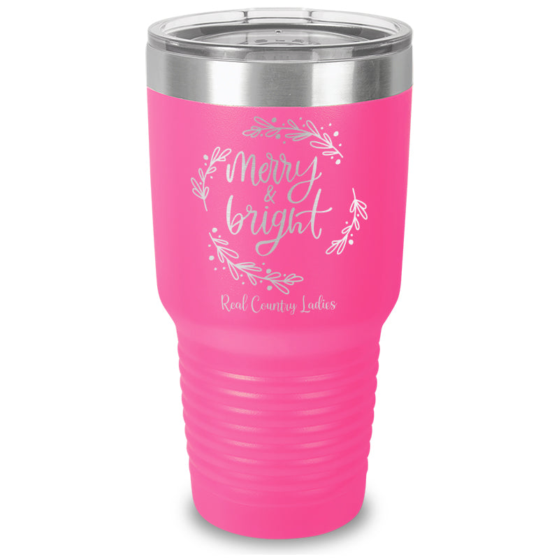 Merry And Bright Laser Etched Tumbler